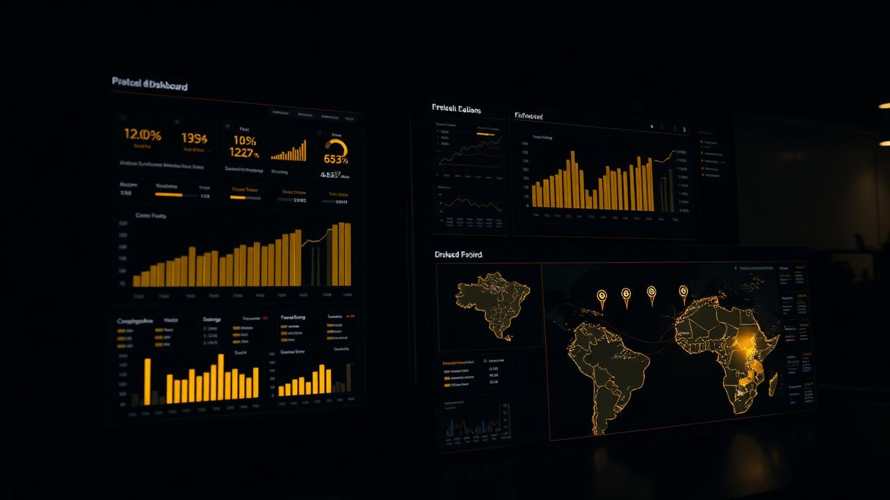 Dashboard com indicadores de perdas de várias lojas de supermercado